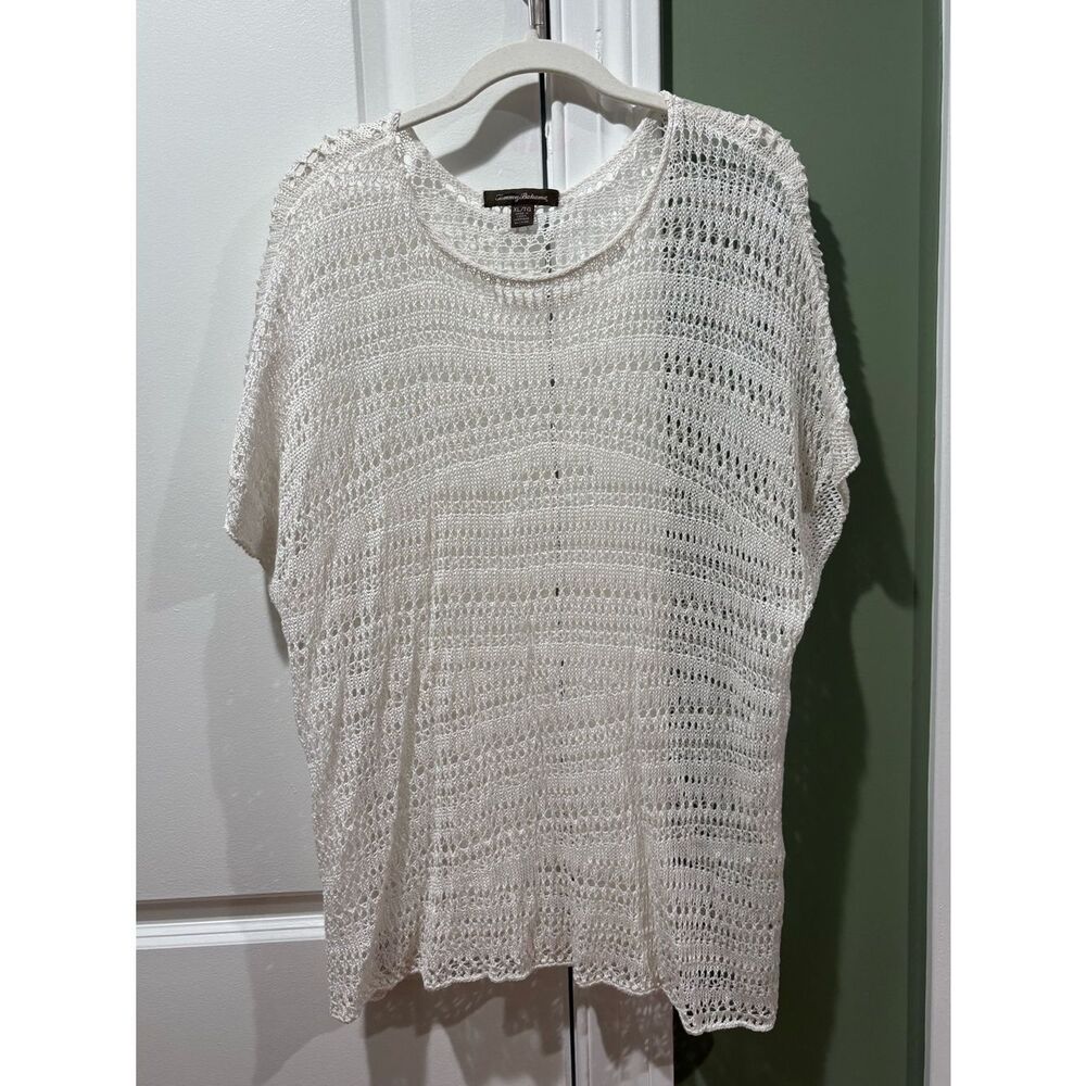 Tommy Bahama Open-Knit Cream Pullover Top